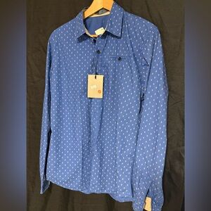 Neleus Men's Blue Patterned Shirt with Skulls, Size Medium, NWT